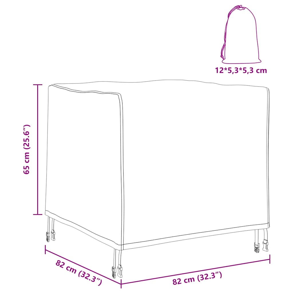 Hoes voor tuinmeubelen Zwart 82 x 82 x 65 cm 210D Oxford Stof