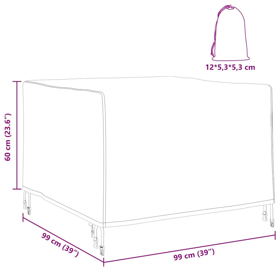 Hoes voor tuinmeubelen Zwart 99 x 99 x 60 cm 210D Oxford Stof
