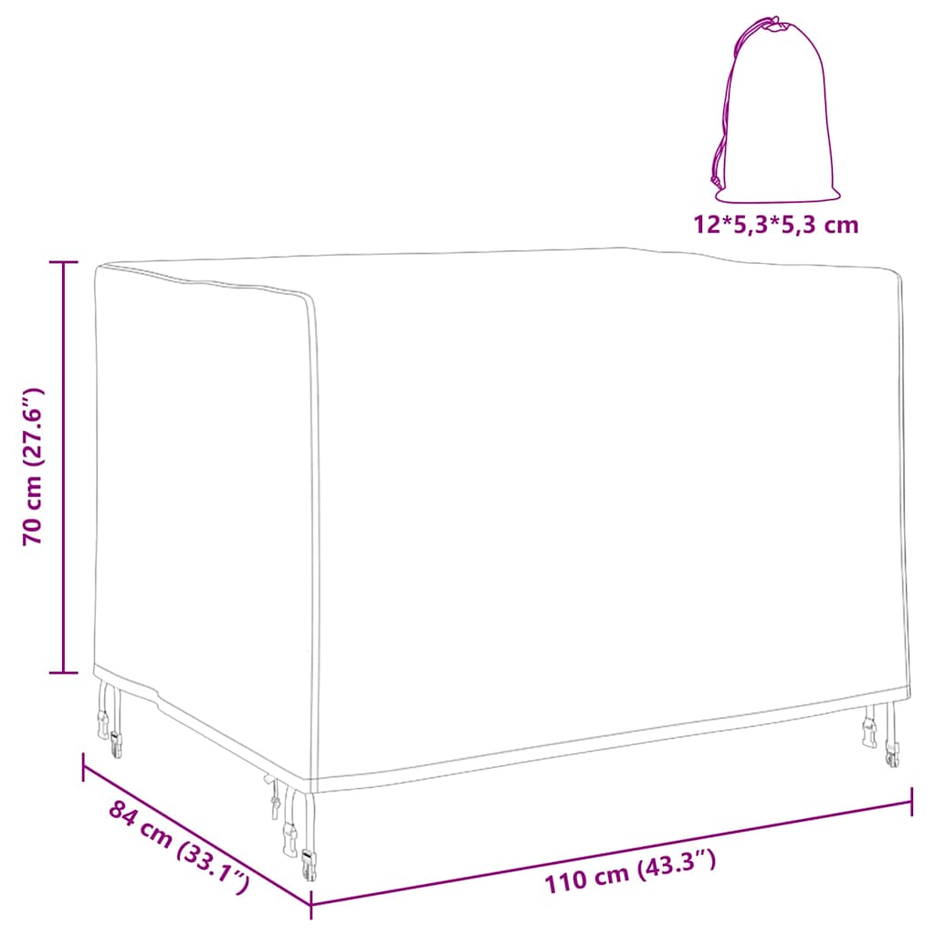 Hoes voor tuinmeubelen Zwart 110 x 84 x 70 cm 600D Oxford Stof