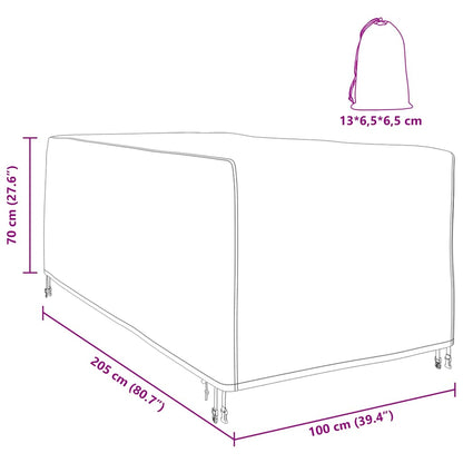 Hoes voor tuinmeubelen 205 x 100 x 70 cm 210D Oxford Stof
