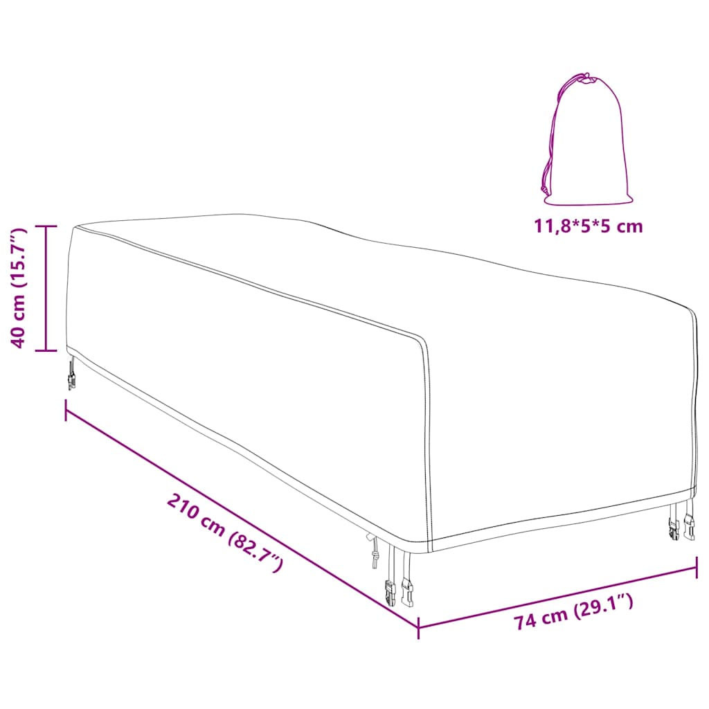 Hoes voor tuinmeubelen 210 x 74 x 40 cm 600D Oxford Stof