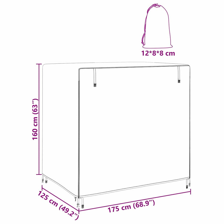 Buitenmeubelhoes Zwart 175 x 125 x 160 cm 420D stof