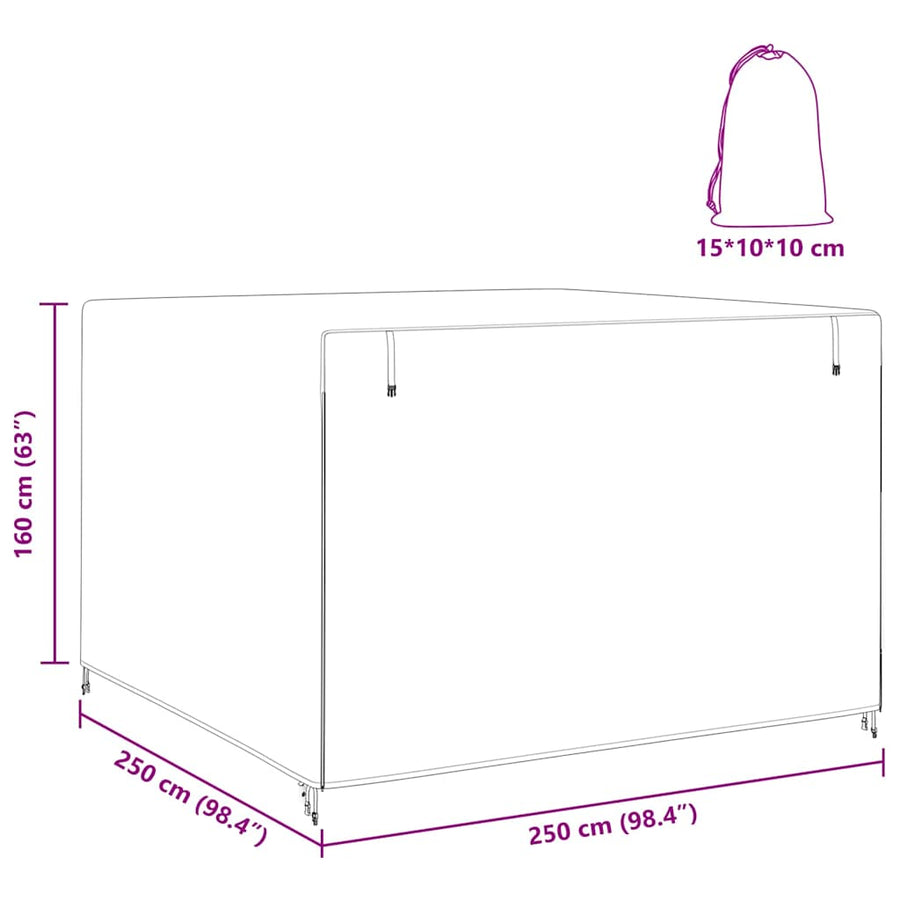 Hoes voor buitenschommel 250 x 250 x 160 cm 420D Oxford Stof
