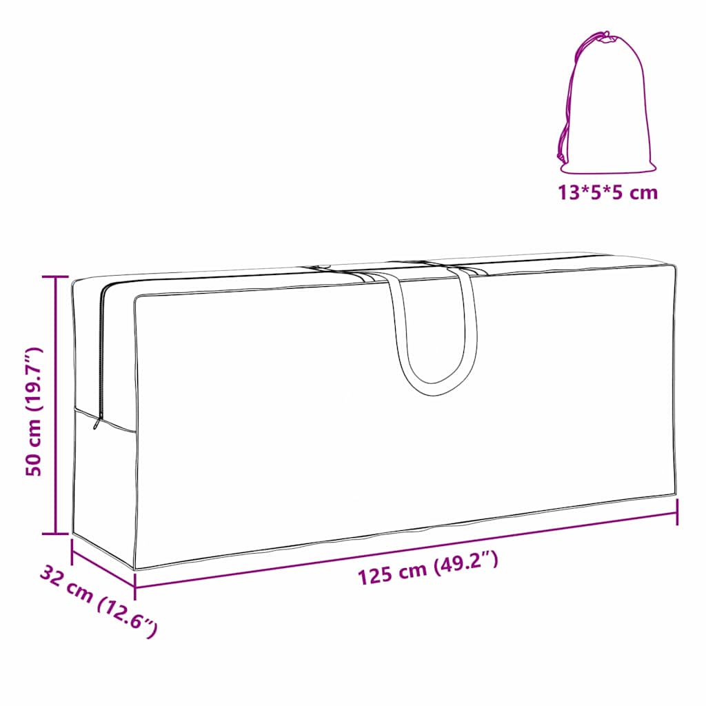 Buitenmeubelhoes Zwart 125 x 32 x 50 cm 210D oxford stof