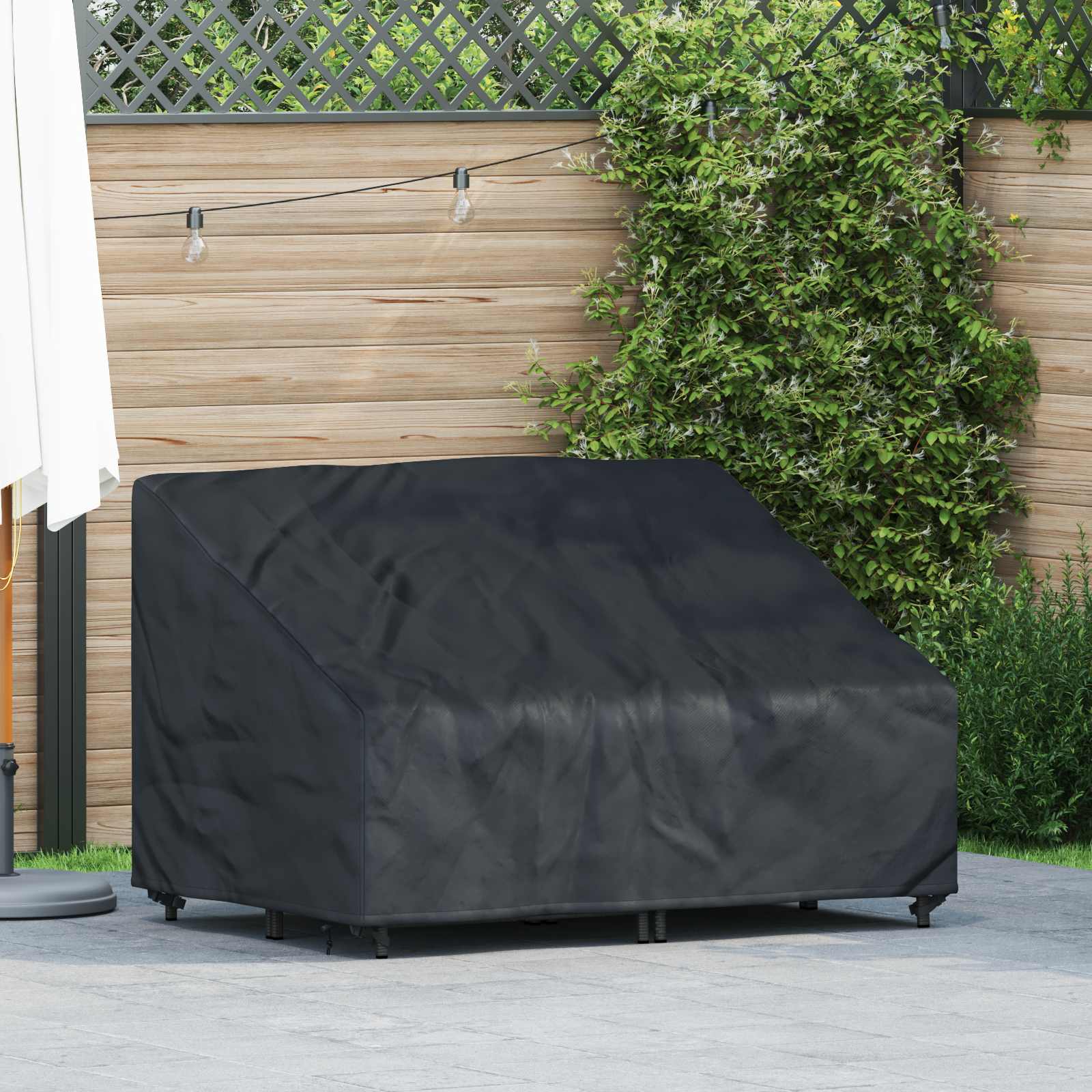 Tuinbankhoes Zwart 130 x 95 x 40 / 80 cm 600D Oxford Stof