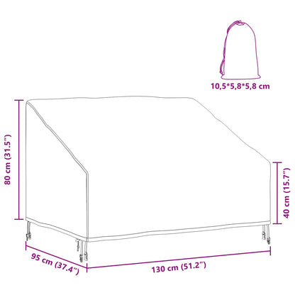 Tuinbankhoes Zwart 130 x 95 x 40 / 80 cm 600D Oxford Stof