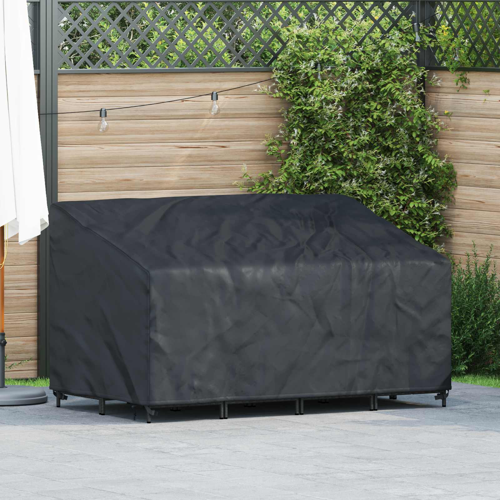 Tuinbankhoes Zwart 160 x 100 x 61 / 89 cm 210D Oxford Stof