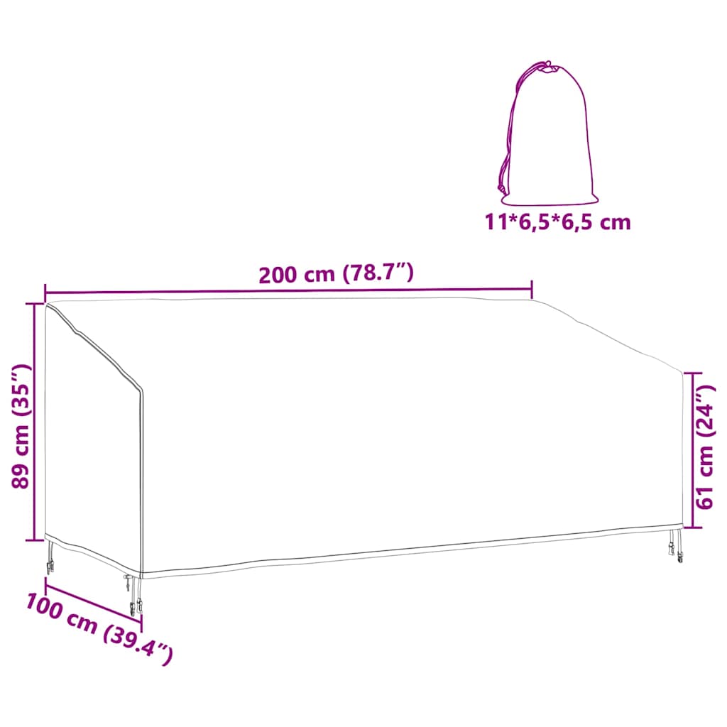Buitenmeubelhoes Zwart 200 x 100 x 89 cm 420D oxford stof