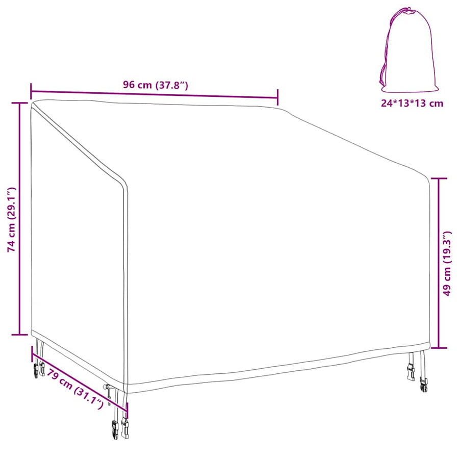 Buitenmeubelhoes Zwart 96 x 79 x 74 cm 210D oxford stof