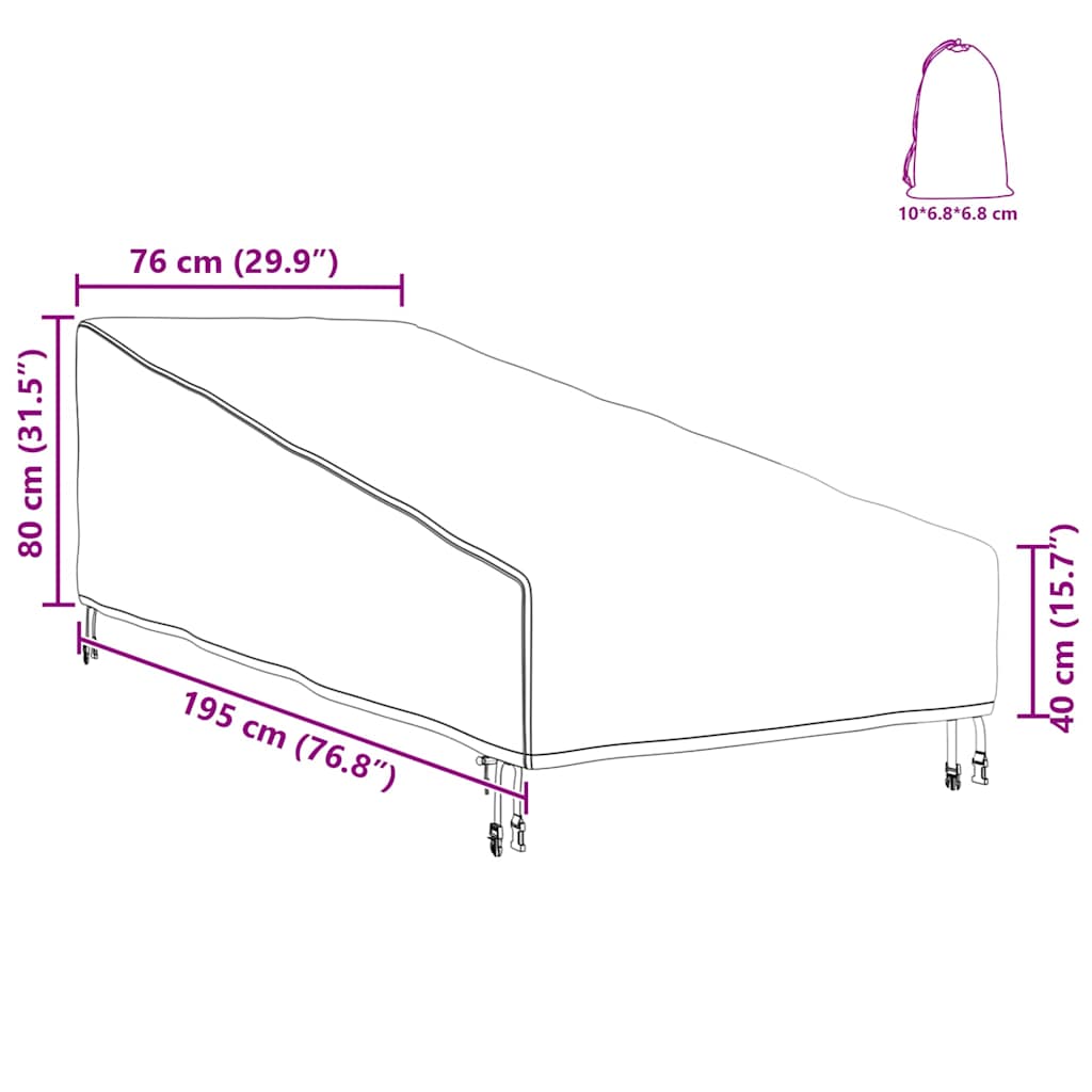 Buitenmeubelhoes Zwart 195 x 76 x 82 cm 210D oxford stof