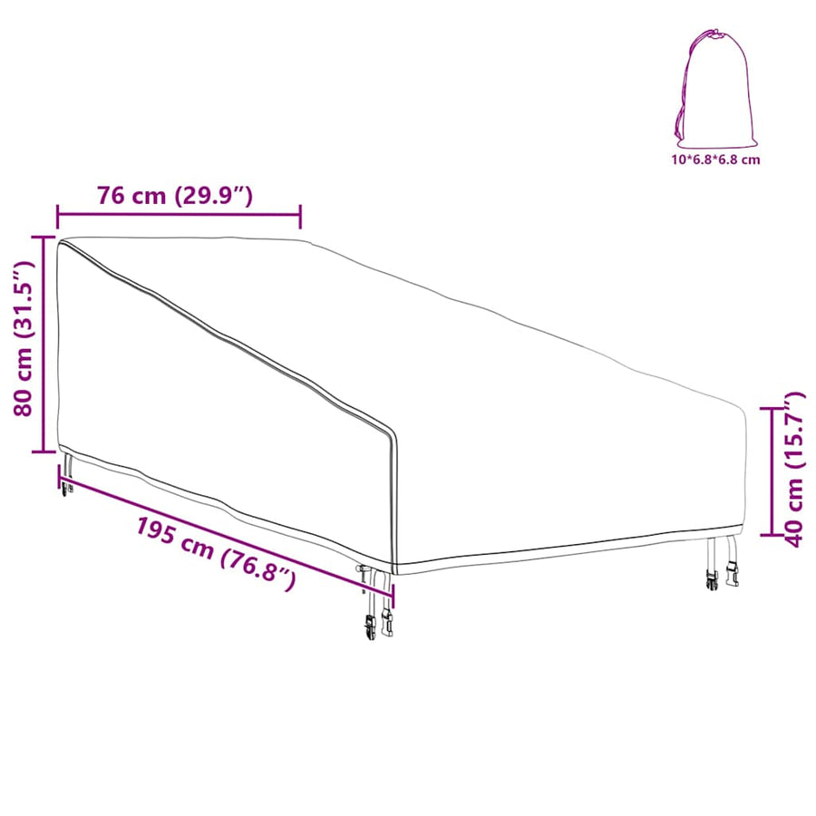 Buitenmeubelhoes Zwart 195 x 76 x 82 cm 210D oxford stof