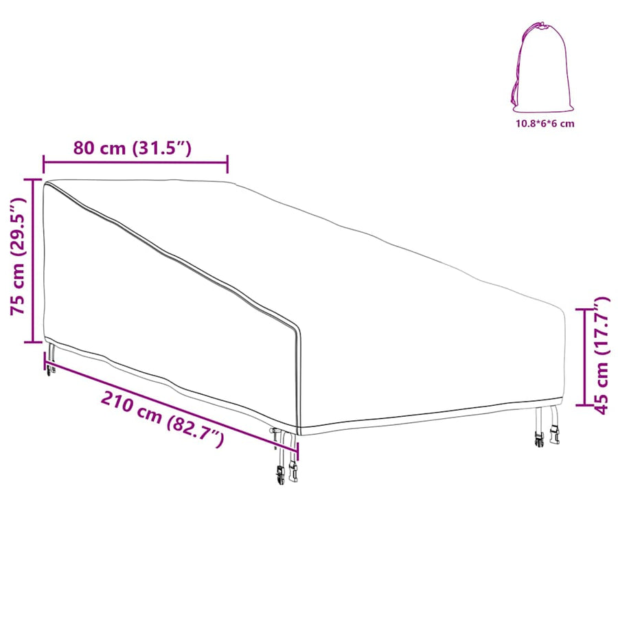 Buitenmeubelhoes Zwart 210 x 80 x 75 cm 210D oxford stof