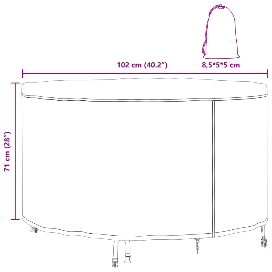 Hoes voor tuinmeubelen Zwart 102 x 102 x 71 cm 420D stof