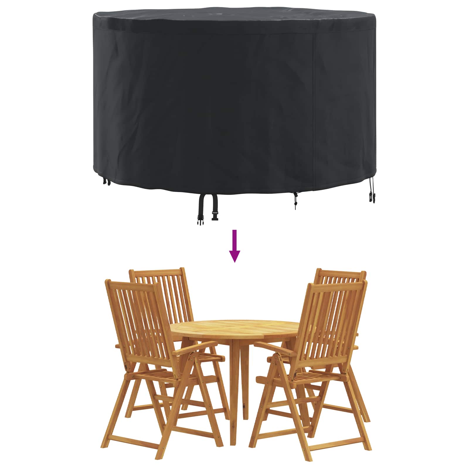 Hoes voor tuinmeubelen Zwart 102 x 102 x 71 cm 600D stof