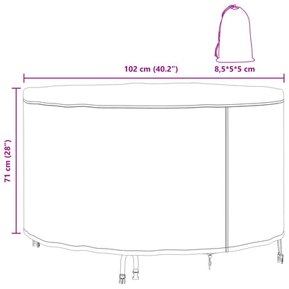 Hoes voor tuinmeubelen Zwart 102 x 102 x 71 cm 600D stof