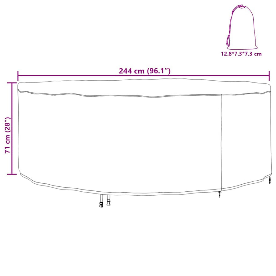 Buitenmeubelhoes Zwart 244 x 244 x 71 cm 210D oxford stof