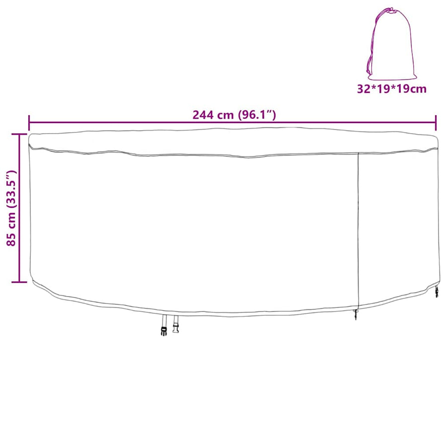 Buitenmeubelhoes Zwart 244 x 244 x 85 cm 210D oxford stof