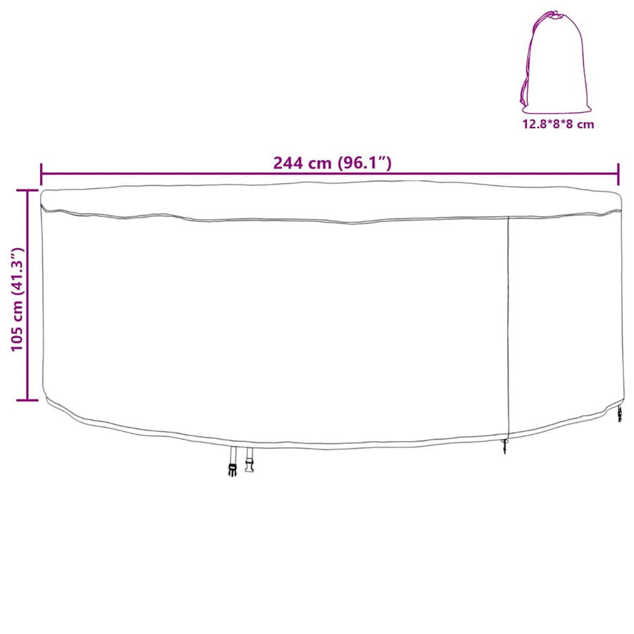 Buitenmeubelhoes Zwart 244 x 244 x 105 cm 210D oxford stof