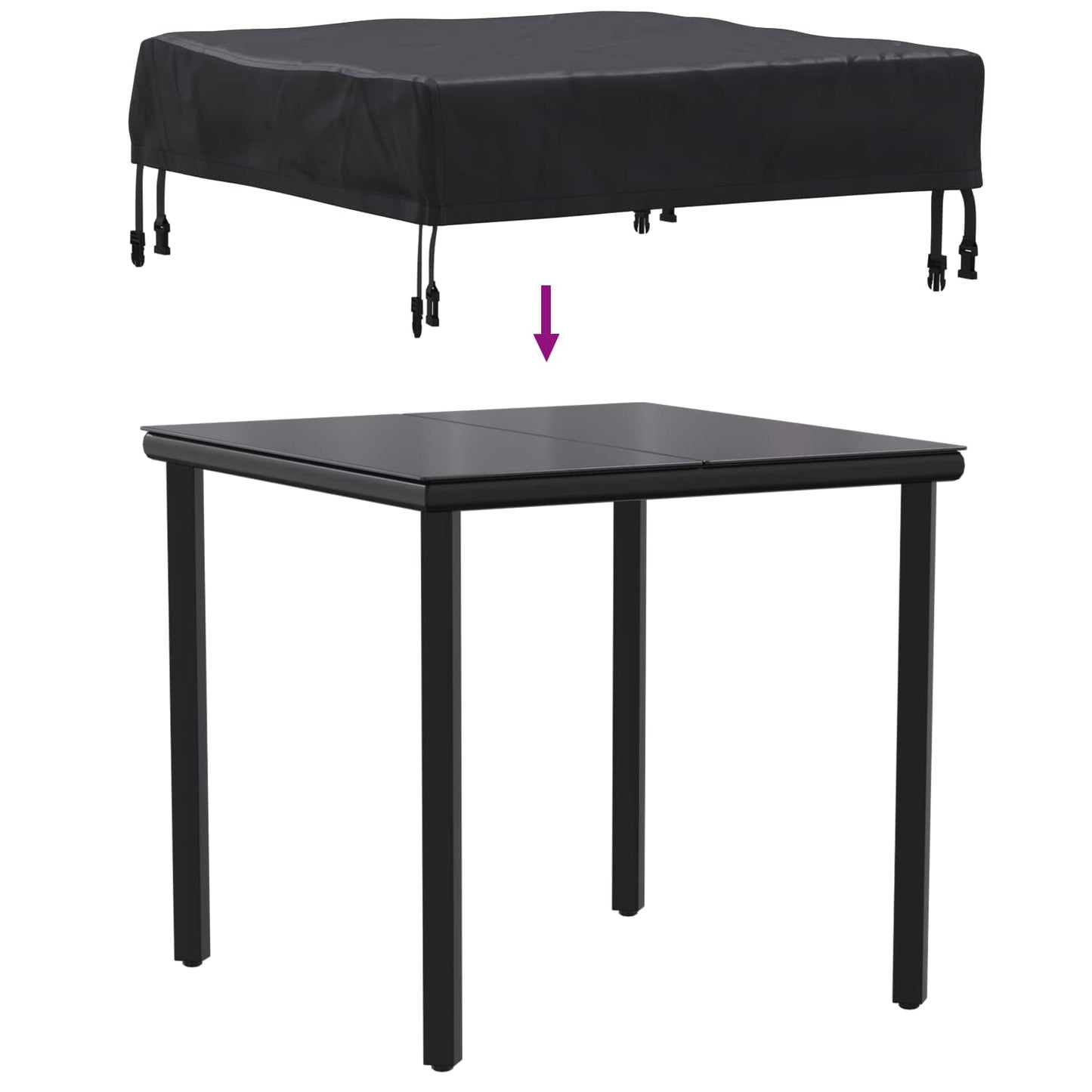 Tafel Dek Effen Zwart 62 x 62 x 15 cm Stof