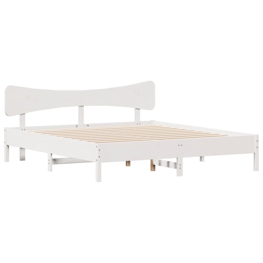 Bedframe zonder matras massief grenenhout wit 200x200 cm