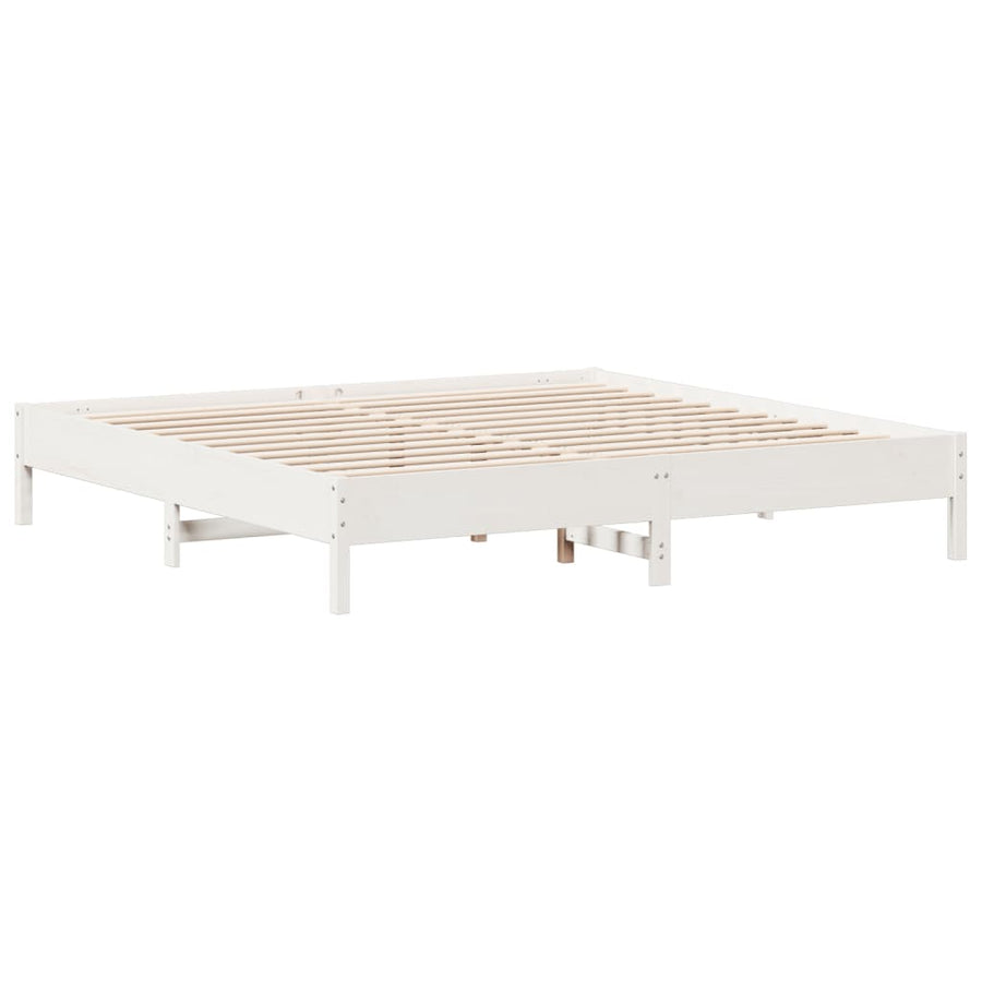 Bedframe zonder matras massief grenenhout wit 200x200 cm