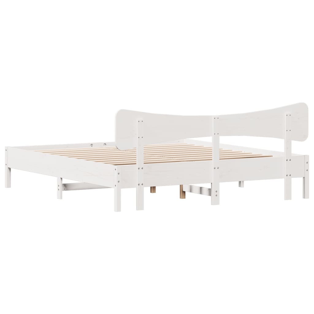 Bedframe zonder matras massief grenenhout wit 200x200 cm