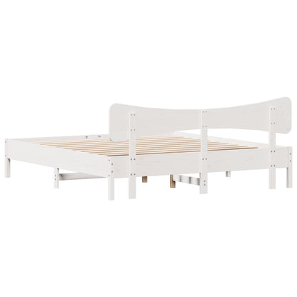 Bedframe zonder matras massief grenenhout wit 200x200 cm