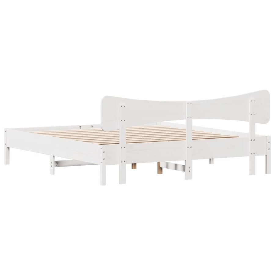 Bedframe zonder matras massief grenenhout wit 200x200 cm