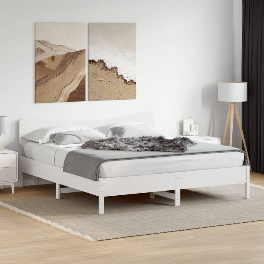 Bedframe zonder matras massief grenenhout wit 200x200 cm