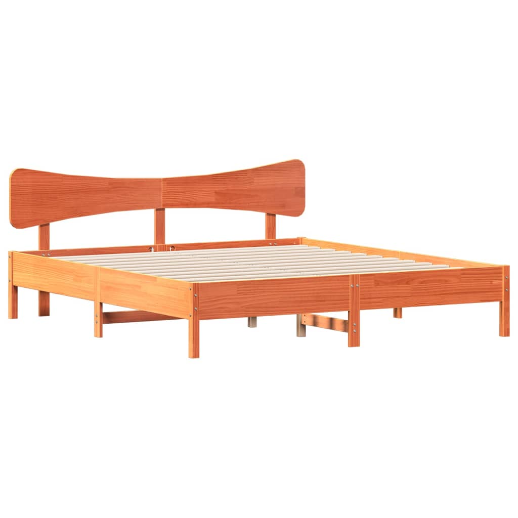 Bedframe zonder matras massief grenenhout wasbruin 200x200 cm