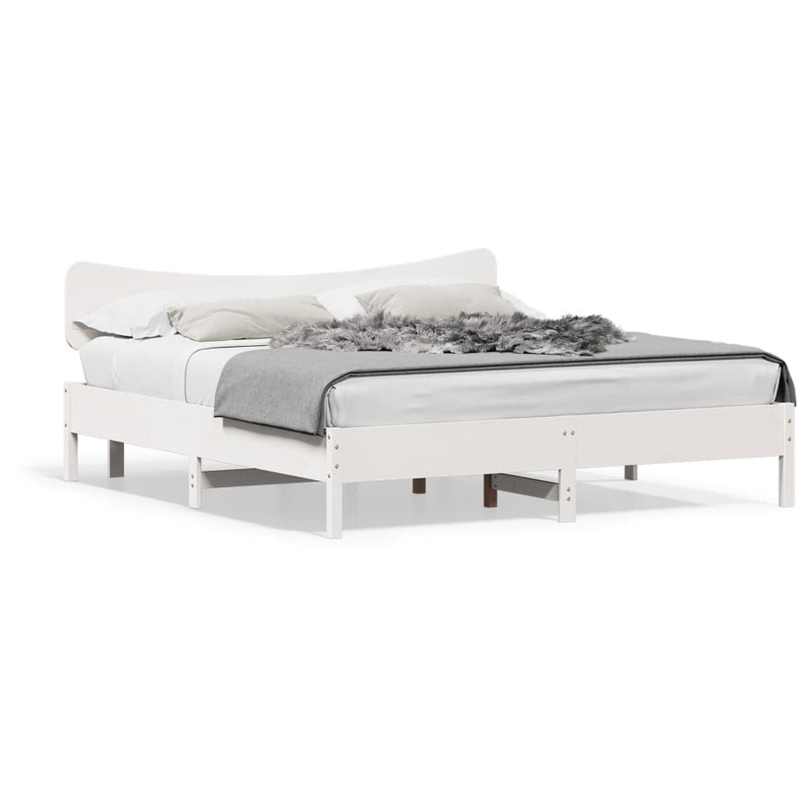 Bedframe zonder matras massief grenenhout wit 180x200 cm