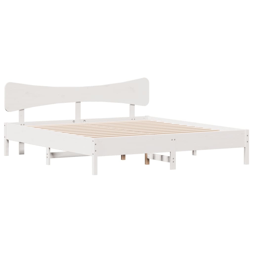 Bedframe zonder matras massief grenenhout wit 180x200 cm