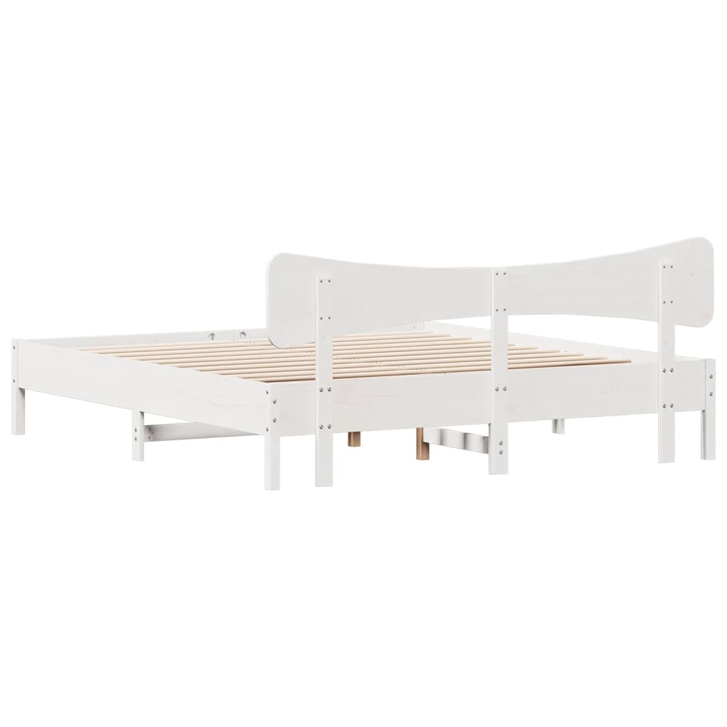 Bedframe zonder matras massief grenenhout wit 180x200 cm