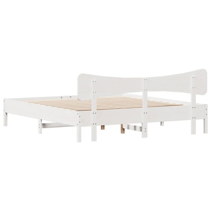 Bedframe zonder matras massief grenenhout wit 180x200 cm