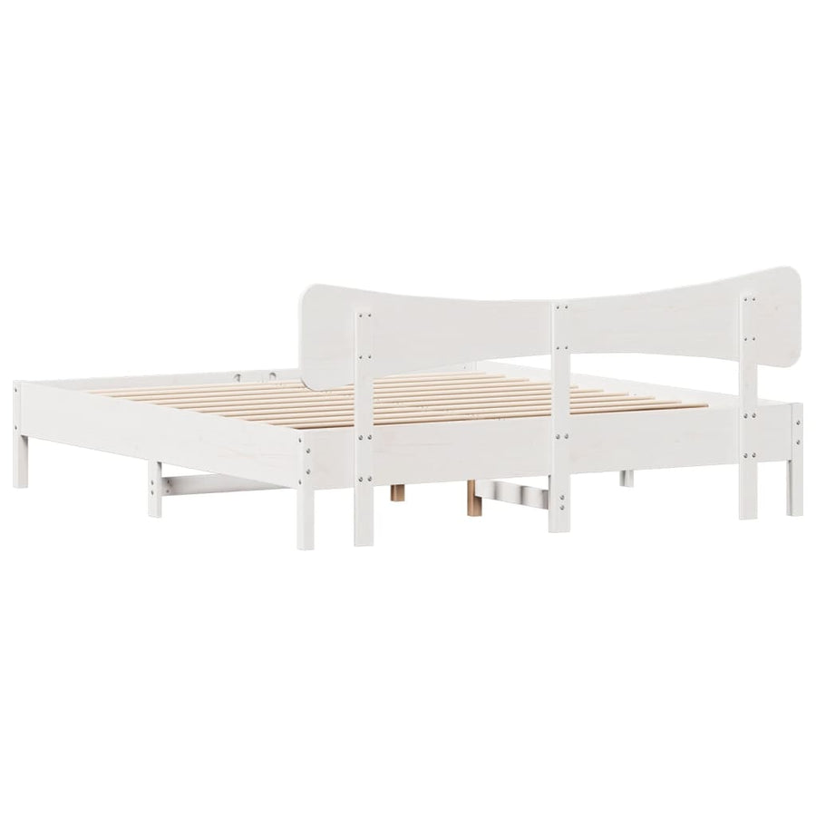 Bedframe zonder matras massief grenenhout wit 180x200 cm