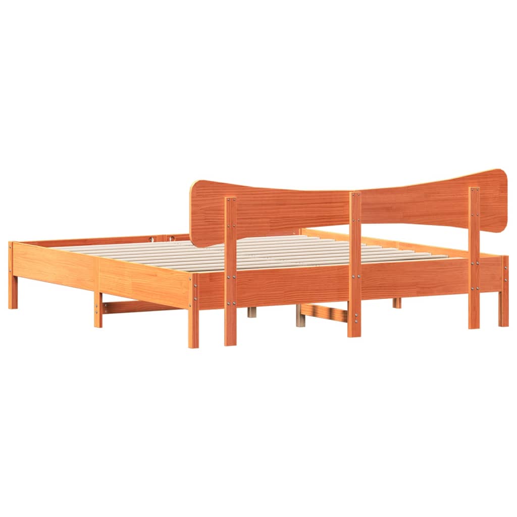 Bedframe zonder matras massief grenenhout wasbruin 180x200 cm