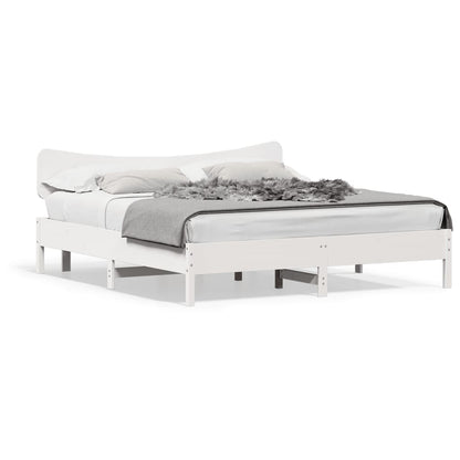 Bedframe zonder matras massief grenenhout wit 160x200 cm