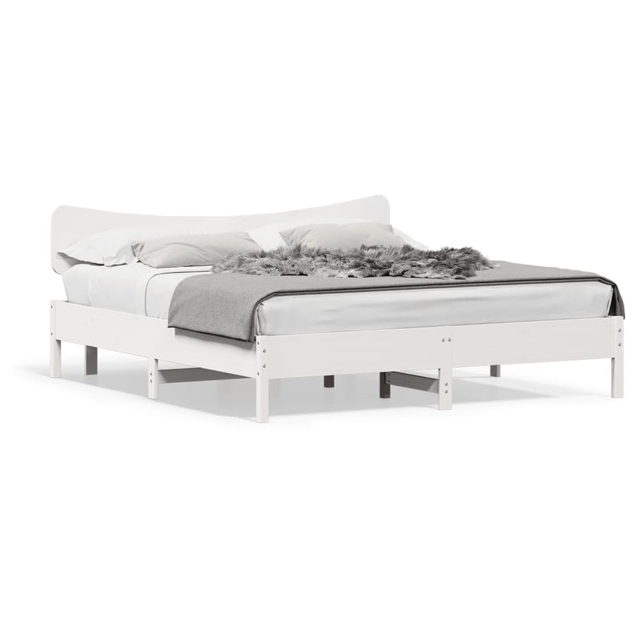 Bedframe zonder matras massief grenenhout wit 160x200 cm