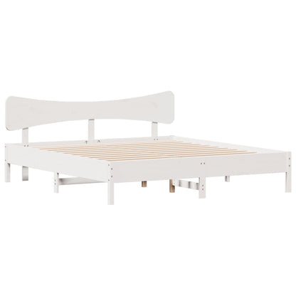 Bedframe zonder matras massief grenenhout wit 160x200 cm