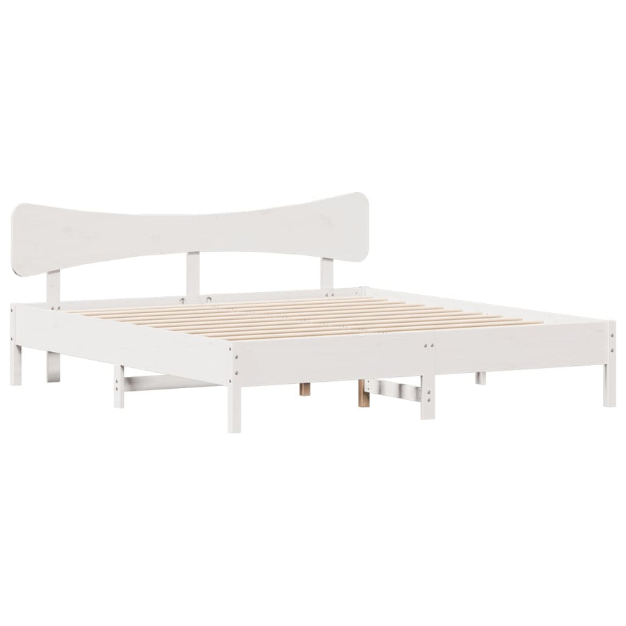 Bedframe zonder matras massief grenenhout wit 160x200 cm