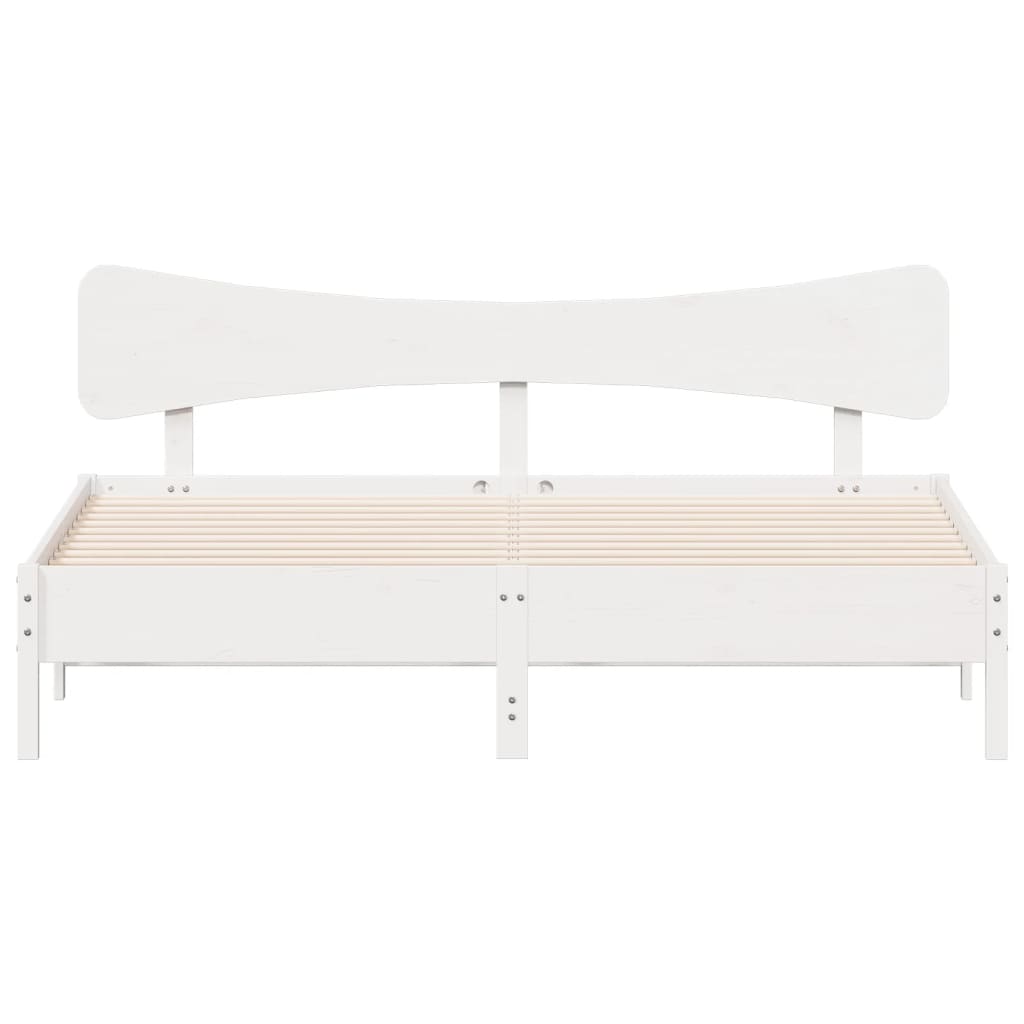 Bedframe zonder matras massief grenenhout wit 160x200 cm