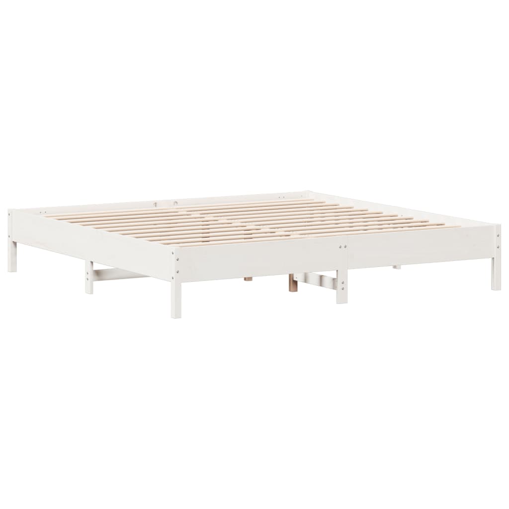 Bedframe zonder matras massief grenenhout wit 160x200 cm