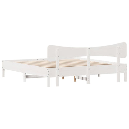 Bedframe zonder matras massief grenenhout wit 160x200 cm