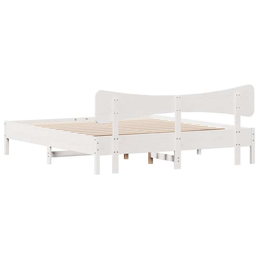 Bedframe zonder matras massief grenenhout wit 160x200 cm