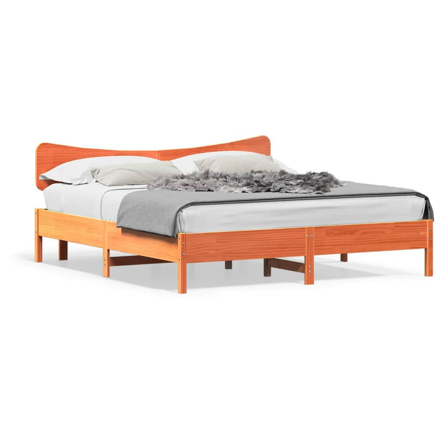 Bedframe zonder matras massief grenenhout wasbruin 160x200 cm
