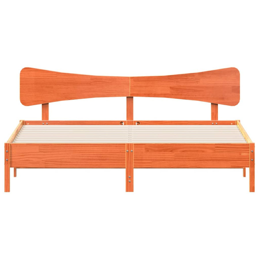 Bedframe zonder matras massief grenenhout wasbruin 160x200 cm