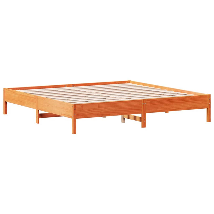 Bedframe zonder matras massief grenenhout wasbruin 160x200 cm