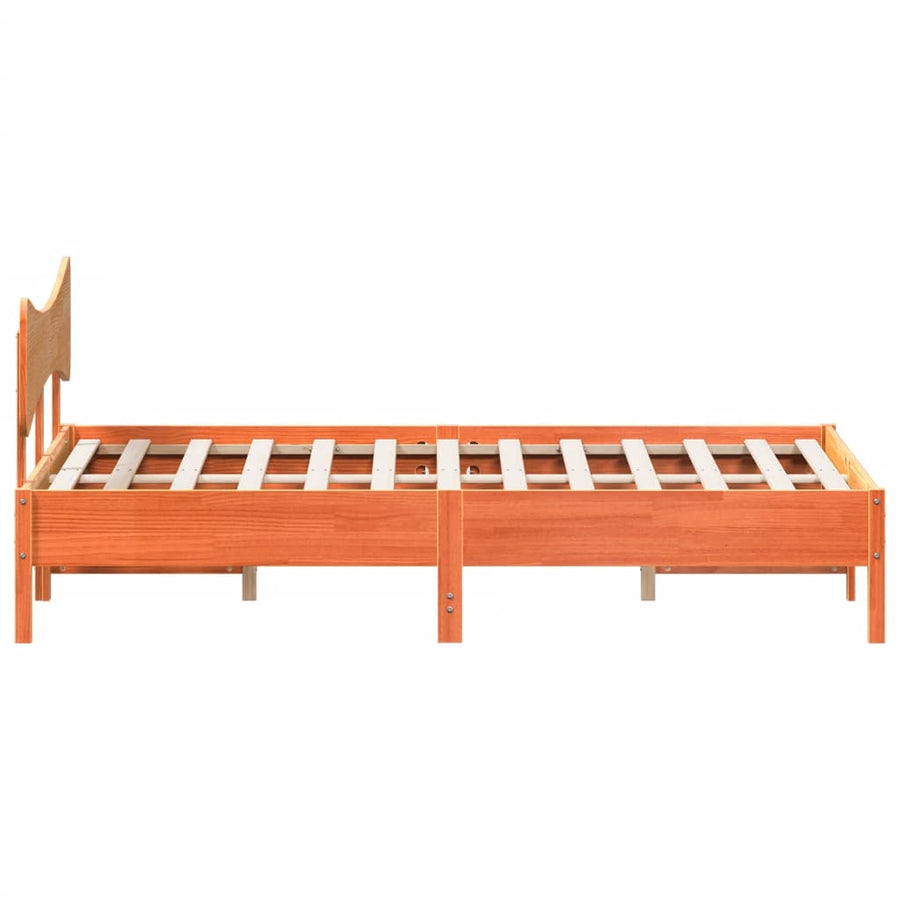 Bedframe zonder matras massief grenenhout wasbruin 160x200 cm