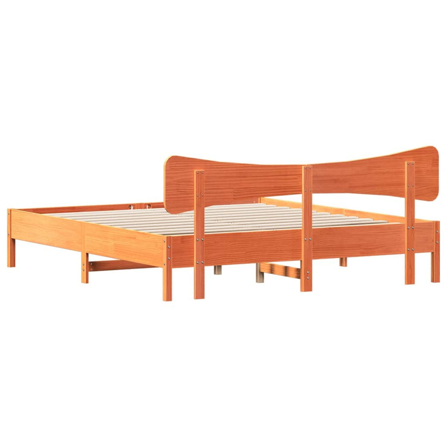 Bedframe zonder matras massief grenenhout wasbruin 160x200 cm