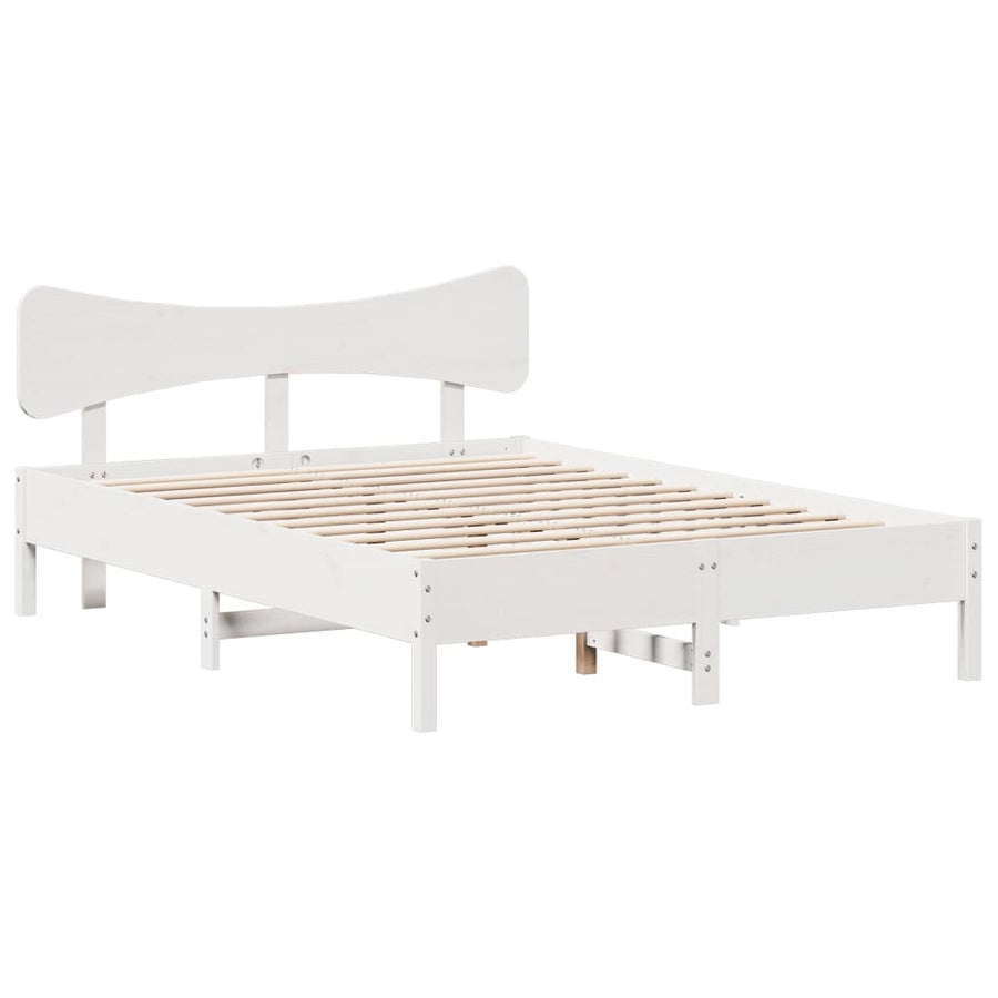 Bedframe zonder matras massief grenenhout wit 150x200 cm
